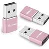 AIYEEN Adattatore aggiornato da USB C femmina a USB A maschio, convertitore da tipo C a USB A per iWatch 7, MacBook, iPhone 11 12 13 14 Pro Max, iPad Mini 6, Samsung Galaxy S20 S21 S22 (3Pack RG)
