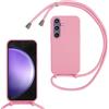 SLWYF Custodia per Samsung Galaxy S25 FE Cover con Cordino, Silicone Antiurto TPU Morbido Corda Collana Necklace Regolabile Stylish con Catena Ultra Sottile Cover Case, Rosa