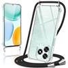 Coiwxmoi Cover per Honor X5C Plus con Cordino 6,74,Trasparente Custodia con Laccio Tracolla Corda Catena Cinghia,Ultra Morbido Silicone TPU Antiurto Case per Honor X5C Plus, Nero