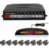 CoCar Avviso di retromarcia per auto, 8 sensori, sistema di assistenza al parcheggio, PDC + LED + avviso acustico, grigio