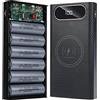 Yctze 6x21700 Battery Storage Box, 22.5W Fast Charge 15W Wireless Charging Custodia Fai da Te Power Bank Box, 21700 Battery Power Bank Box Kit, 2 X USB Output, Micro e Type C Input