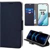 N NEWTOP Cover Compatibile con Redmi 15 4G, HQ Lateral Custodia Libro Flip Chiusura Magnetica Portafoglio Simil Pelle Stand Protezione Completa Case TPU Anti Urto Guscio Base Porta (Blu)