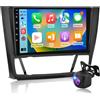 LORPHEIR Autoradio Android per BMW Serie 1 E81 E82 E87 E88 2004-2012, Stereo touchscreen 9 pollici 2,5D con CarPlay e Android Auto wireless, Navigazione GPS, WiFi, DSP 32 bande + Telecamera posteriore AHD