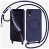 xinyunew Magnetica Cover con Cordino per iPhone XR,[Compatibile con MagSafe], Cover in Silicone, Regolabile Cordino da Collo Nylon Catena Collana Tracolla,blu