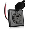 RVSPARK Presa USB da 12 V per camper, 3 porte da 68 W, in alluminio, 12 V, caricatore USB, doppia porta USB C e USB A, per ricarica rapida, con piastra frontale nera, per camper, barca, roulotte