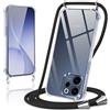 Coiwxmoi Cover per OPPO Reno 15F / Reno 15 FS 5G con Cordino 6,57,Trasparente Custodia con Laccio Tracolla Corda Catena Cinghia,Ultra Morbido Silicone TPU Antiurto Case per OPPO Reno 15 FS 5G, Nero