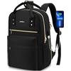 YAMTION Zaino Porta PC Donna 17,3,Zaini Scuola Superiore Borsa Ragazza con Porta USB per università Viaggi Lavoro Ufficio,Nero