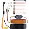 eSynic Hardwire Kit Filo Rigido Type-C 3.5m per Dash Cam Auto SUV 12-24V, Supporta Modalità ACC e Protezione Tensione Bassa, LED Display Tensione Regolabile 4-Livello, con Portafusibili e Cavo A8-B8