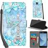 Haninsuze Cover per Samsung Galaxy J3 2017 Custodia Cover Pelle Libro Portafoglio con Porta Carte Magnetica Protezione Antiurto Cuoio Flip Case Custodia Cover per Samsung J3 2017, Torre