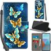 Haninsuze Cover per Xiaomi Redmi Note 13 Pro 5G Custodia Cover Pelle Libro Portafoglio con Porta Carte Magnetica Protezione Antiurto Cuoio Flip Case Custodia Cover per Redmi Note 13 Pro 5G, farfalla dorata