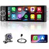 Roinvou Autoradio 1 DIN con Carplay Wireless & Android Auto, Roinvou con Schermo 6.28 - Telecamera Retro, FM, Bluetooth, EQ, Vivavoce, Aux/USB/Type-C, Comandi al Volante, Mirror Link