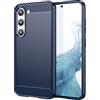owlhold Cover per Samsung Galaxy S23+ / S23 Plus 5G, Custodia Spazzolata e Fibra di Carbonio Morbido Silicone TPU Slim Fit Case, Antiurto, Antigraffio, Antiscivolo, Protezione Grado Militare, Blu