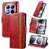 MOJIA Cover per Xiaomi Redmi Note 15 Pro+(Plus) / Poco M8 Pro 5G, PU Custodia Antiurto Resistente ai Graffi, Custodia Flip Portafoglio per Telefono con Supporto e Slot per Schede. Rosso
