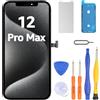 LL TRADER - Schermo LCD per iPhone 12 Pro Max 6,7 Schermo di Ricambio FHD Touch Screen 3D Touch Digitizer, Kit di Riparazione con Montaggio del Telaio 2026