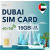 travSIM SIM Duabi | 30 giorni - 15GB di dati | Dati ad alta velocità 5G/4G | Accesso illimitato a internet per Google, Facebook, Whatsapp, Instagram e altro ancora
