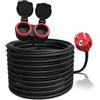 Poppstar Prolunga per esterno 20 m (2 prese Schuko, IP44, 16A/3680W, H05RR-F 3G1.5), nero/rosso
