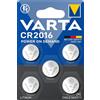 VARTA CR 2016, 6016101415, Batteria Litio a Bottone, Piatta, Specialistica, 3 Volts, Diametro 20mm, Altezza 1,6mm, confezione 5 pile
