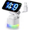 COLSUR 3 in 1 Caricatore Wireless per Apple,Stazione Ricarica per Apple Wireless Charger Rapida 15W Magnetico per iPhone 17/16/15/14/13/Air/Apple Watch AirPods Pro/4/3/2 con Adattatore da 30W,bianco