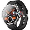 JINSHANGZI H99 Android Smart Watch 4G Network SIM Card 1.95'' AMOLED 490 * 490 Pull out 180° 2MP Rotating Camera App Download Smartwatch Men (3+32GB,Black)