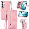 Fertuo Cover per Samsung Galaxy S26 Plus, Custodia a Libro in Pelle PU Flip Case con Porta Carte, Chiusura Magnetica e Cinturino [Disegni di Fiori] Portafoglio Interno Silicone Antiurto, Rosa