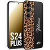 CUSTOMIZZA - Custodia cover nera morbida in tpu compatibile per Samsung S24 PLUS custom nome scritta leopardato maculato donna marrone leopard
