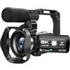 SHEHUALI Videocamera, Videocamera, videocamera 8K 48MP 15FPS UHD WiFi Vlogging Camera con visione notturna IR for YouTube, touch screen da 3 Zoom digitale 18X