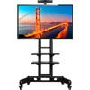 Soberine Supporto Staffa TV da 30 a 60 pollici Pavimento Carrello Porta TV Schermi Monitore LCD LED Plasma con Ruote Ripiani Carico 50 KG di Altezza e Angolo Regolabile