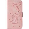 Norn Custodia per Huawei P10 Lite(5.2),Flip Cover in pell PU Goffratura Elefante Carino con Portafoglio Caso,con funzioni Stand,Antiurto con Slot per schede,Chiusura Magnetica,Rosa