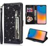 FERLAN Custodia per Samsung Galaxy A7 2018/A750,in Premium pelle brillante con glitter e Slot Schede,Stand Funzione,per Samsung Galaxy A7 2018/A750 telefono (Nero)