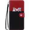 Butnyeoe Cover per iPhone 13 Pro Libro,iPhone 13 Pro Cani Custodia,PU Pelle Protettiva Portafoglio Flip Case con Slot per Schede e Magnetica Supporto,Rosso+Nero
