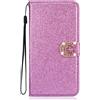 BLOTECH Custodia Sparkly Wallet for Samsung Galaxy S6 Edge Cover Bling Bling Glitter Brillantini Brillante Viola Leather Case Shell Wallet PU e Glitter Brillanti 3D Amorevole Cover per Samsung Galaxy S6 Edge