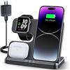 JARGOU Caricatore Wireless 3 in 1 Compatibile con iPhone 15 14 13 12 11 Pro Max/Mini/XR/8, Stazione di Ricarica Wireless per Apple Watch 9/Ultra 2/SE/8/7/6/5/4/3, Wireless Charger per AirPods Pro/3/2