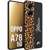 CUSTOMIZZA - Custodia cover nera morbida in tpu compatibile per Oppo A78 5G custom nome scritta leopardato maculato donna marrone leopard
