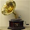 THE MORE SHOP Replica grammofono Record Player With esagonale Base and Brass Horn by the more Shop