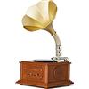Generic Giradischi portatili in vinile, dorati, rosa, vintage, con altoparlanti integrati, Bluetooth, cintura a 3 velocità, giradischi