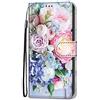 Adolasx Cover Compatibile per Samsung Galaxy A53 5G Pelle Silicone Portafoglio Magnetica con Disegni Motivo Animale Flip Custodia Antiurto Resistente Libro Case - Floral A