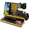 Greta Oto Docking Station Legno Personalizzato per Cellulare Supporto Telefono Organizer Scrivania Svuotatasche Regali Uomo Natale Originali per Papà e Marito Idee Regalo