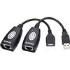 QIANRENON Adattatore di prolunga USB su RJ45 tramite amplificatore di segnale USB Cat5/Cat5e/Cat6, si estende fino a 50 metri, 1 paio