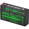 ANFEL BATTERIA ERMETICA ricaricabile al Piombo 6V 1,3Ah ANFEL COMPATIBILE CON LAMPADE BEGHELLI 98x25x59mm - 3914/415001000