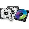 ARCTIC P12 PWM PST A-RGB (3 Pezzi) - Ventola per case PC PWM da 120 mm ottimizzata per la pressione statica, ventola per case, semi-passiva: 200-2000 rpm (0 rpm <5%), 5V 3 pin A-RGB LED - Nero
