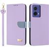 TAUYN Custodia per Motorola Moto G85 / Edge 50 Fusion, PU Pelle Flip Cover Antiurto TPU Custodie, Slot per Schede & Supporto Funzione, con Cordino -Viola