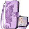 Generic Custodia a portafoglio magnetica in pelle per iPhone 11, con farfalla in rilievo, supporto per carte di credito, custodia a portafoglio per iPhone 11, custodia a portafoglio da donna (lavanda)