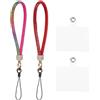 QUARKZMAN 2pz Laccio Telefono Universale Cinturino Polso Staccabile Scintillio Patch Telefono Lussuoso Cordoncino Strass per Auricolari Portachiavi Portamonete Portafoglio Rosso Multicolore