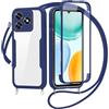 FERLAN Cover per iPhone XS Max con Cordino, 360 Gradi Antiurto Custodia con Protezione Schermo Integrata Trasparente Rugged TPU Bumper Doppia Protettiva Cover per iPhone XS Max -Blu