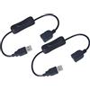 LEDLUX 2 Pezzi Cavo USB con Interruttore on/off, Interruttore a Bilanciere Linea di Estensione USB Per Lampada da Scrivania a LED, Ventilatore USB, Strisce LED (Nero)