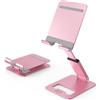 Minthouz Supporto per cellulare, estensibile e pieghevole, supporto per telefono regolabile in angolo/altezza, compatibile con iPhone 16, 15, 14, 13 Pro Max e altri telefoni da 4,7 a 7,9 pollici, rosa