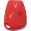 Lage [Portachiave] Guscio Cover Chiave in Silicone per Telecomando Auto Mercedes-Benz 3 tasti (vedere compatibilità nelle foto) Classe A B C E S CL ML CLK CLS SLK (ROSSO)