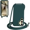 WenBaby Cover Compatible con Samsung Galaxy S25 Ultra,Cellulare Girocollo Custodia con Cordino TPU Corda Silicone Case Bumper per Samsung Galaxy S25 Ultra Custodia, Verde scuro