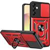 ESTH® Cover per Samsung Galaxy F14 4G /Galaxy A05s con Custodia per Fotocamera Scorrevole e Supporto ad Anello [Custodia Paraurti Compatibile con Supporto Magnetico per Auto], Rosso