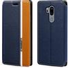 Shantime Custodia Flip in Pelle PU Bicolore con Chiusura Magnetica Invisibile Compatibile con LG G7 ThinQ, Cover Elegante e Protettiva (Blu)